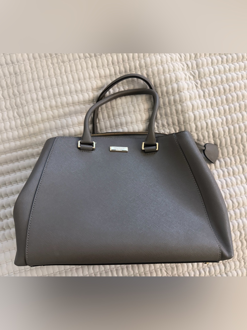 Kate Spade Gray Structured Tote Handbag